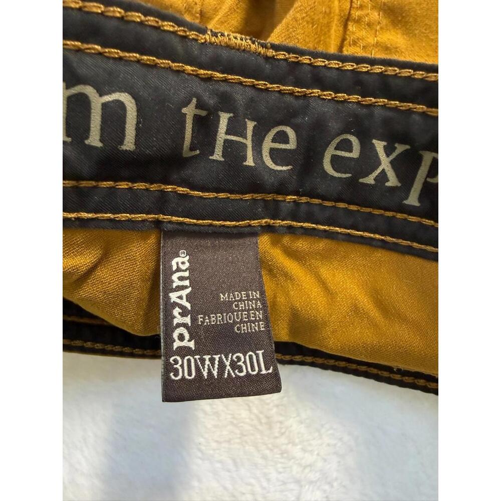 prAna Stretch Zion Cargo Pants Mens 30x29 Belted Mustard Hiking Cargo Gorpcore - Picture 3 of 5